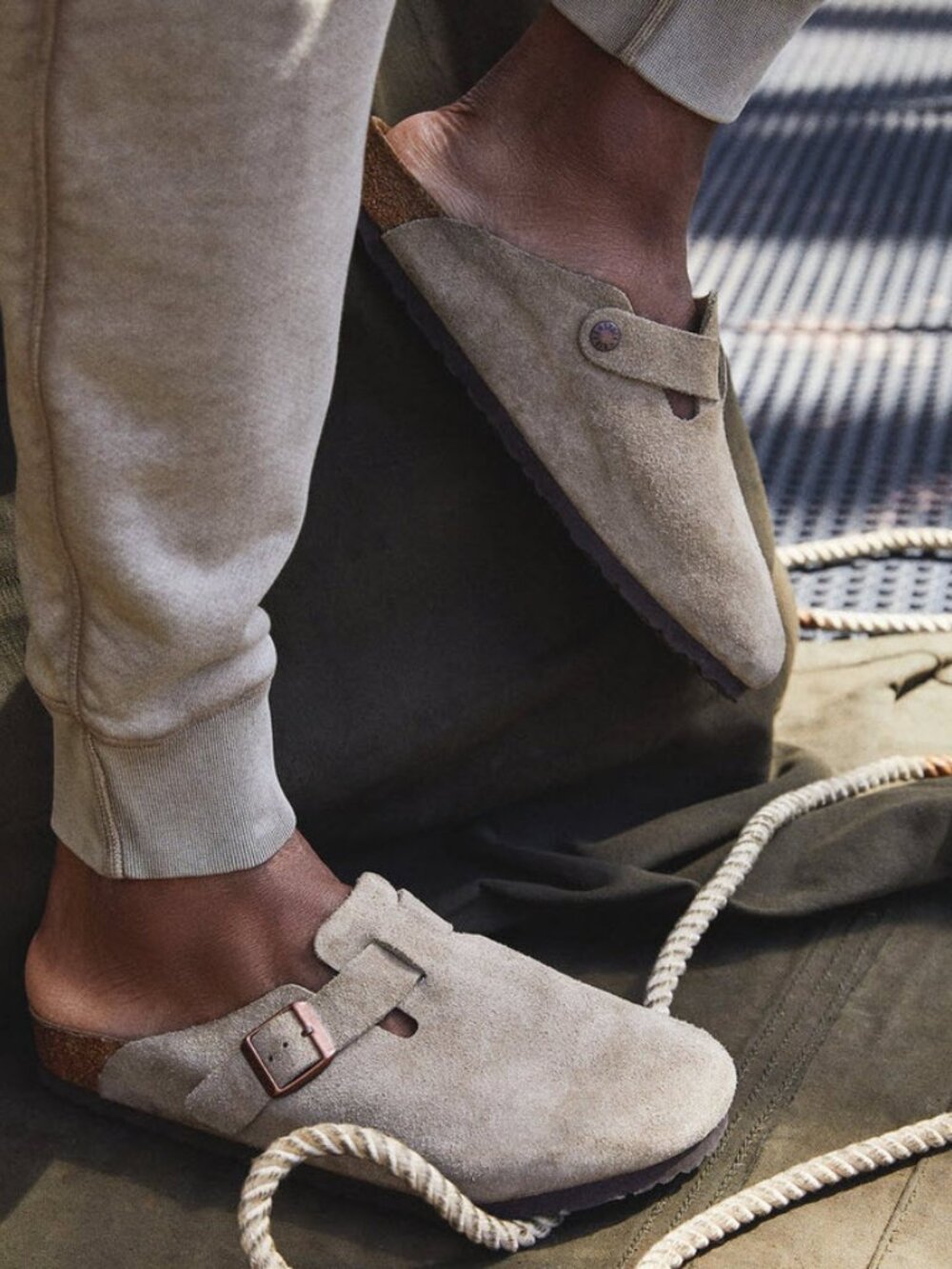 Birkenstock Men Boston Soft Clog in Taupe Sz EU45/US12-12.5